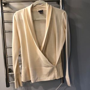 Cream Faux Wrap Sweater